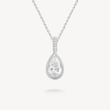 Pear Cut Diamond Bezel Pendant with Knife-Edge Bail in Matte Gold Necklace
