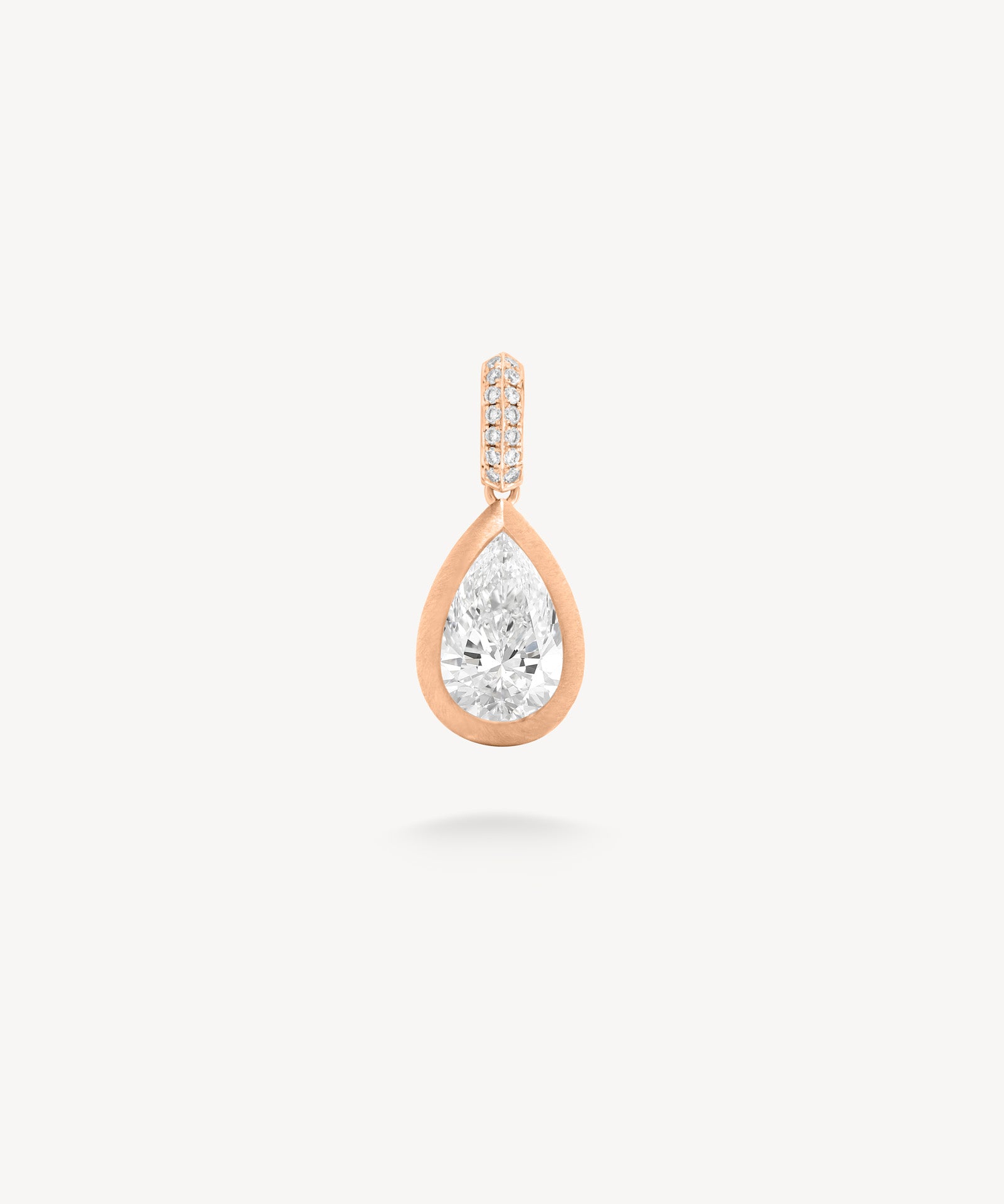 Pear Cut Diamond Bezel Pendant with Knife-Edge Bail in Matte Gold