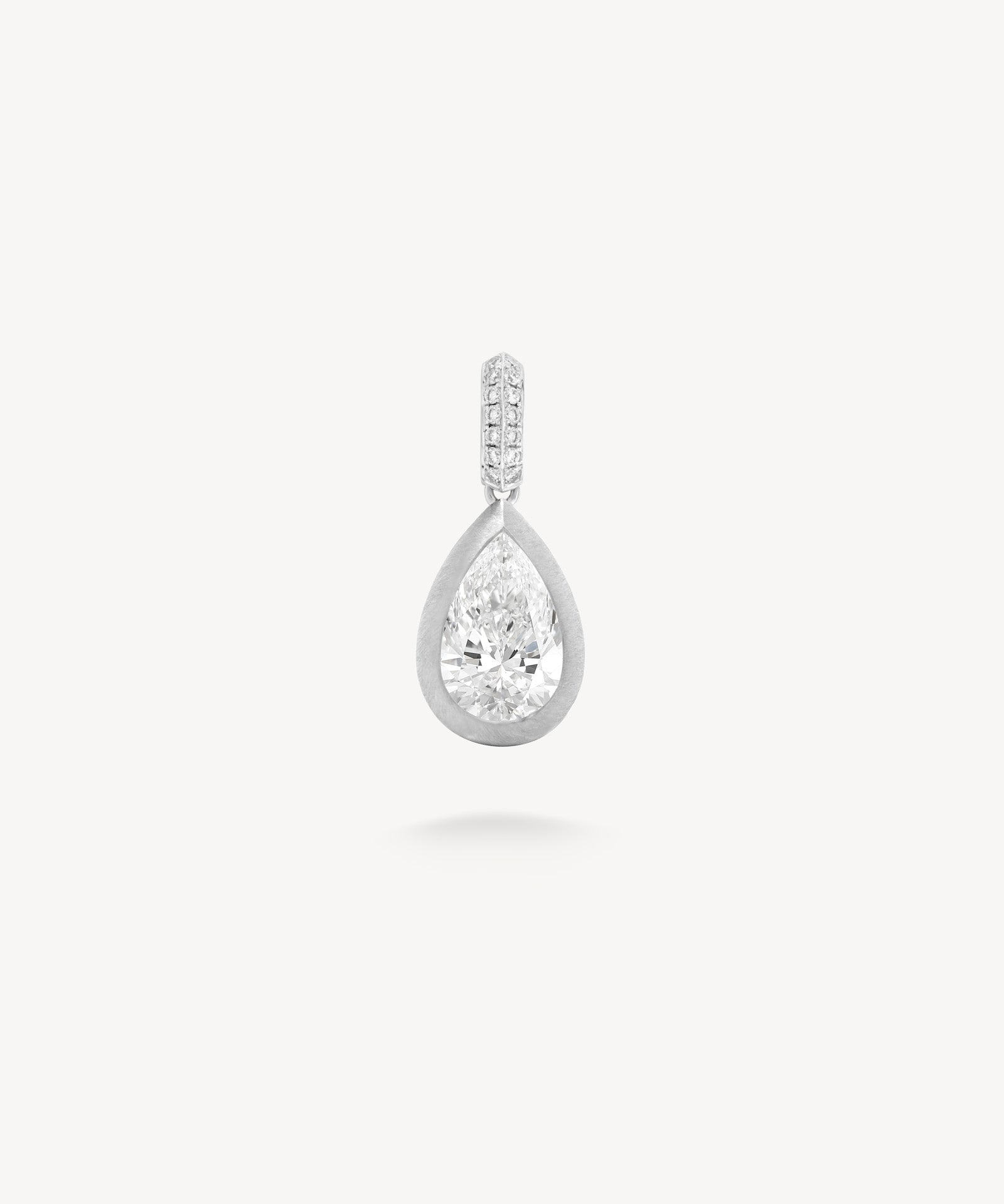 Pear Cut Diamond Bezel Pendant with Knife-Edge Bail in Matte Gold