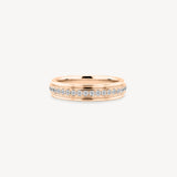 Gold Framed Round Cut Diamond Eternity Pavé Ring