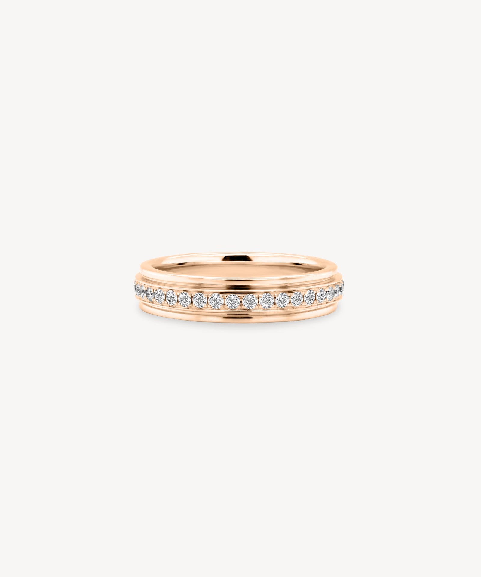 Gold Framed Round Cut Diamond Eternity Pavé Ring
