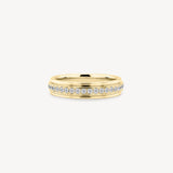 Gold Framed Round Cut Diamond Eternity Pavé Ring