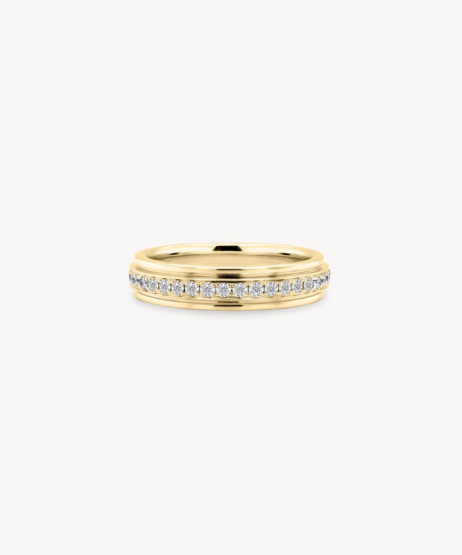 Gold Framed Round Cut Diamond Eternity Pavé Ring