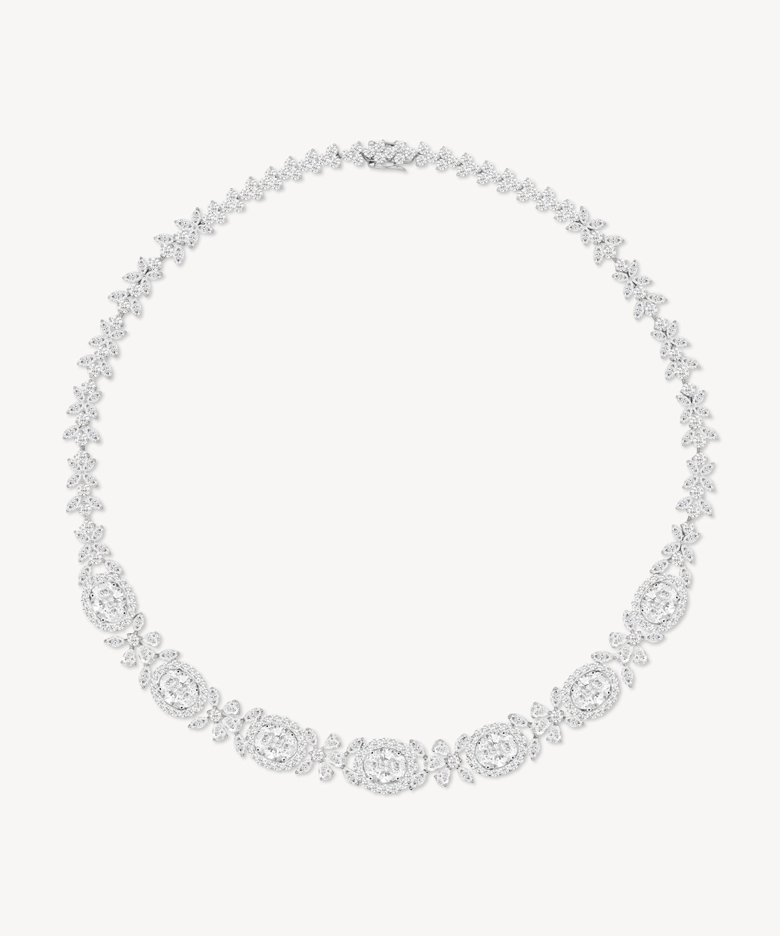 Floral garland diamond necklace in white gold
