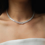 Graduated Oval Cut Diamond Tennis Necklace