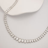 Graduated Oval Cut Diamond Tennis Necklace