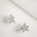 Mixed Diamond Cluster Stud Earrings with Removable Pear Cut Drops