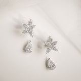 Mixed Diamond Cluster Stud Earrings with Removable Pear Cut Drops