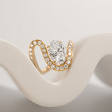 Oval Cut Diamond Wave Pavé Ring