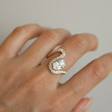 Oval Cut Diamond Wave Pavé Ring