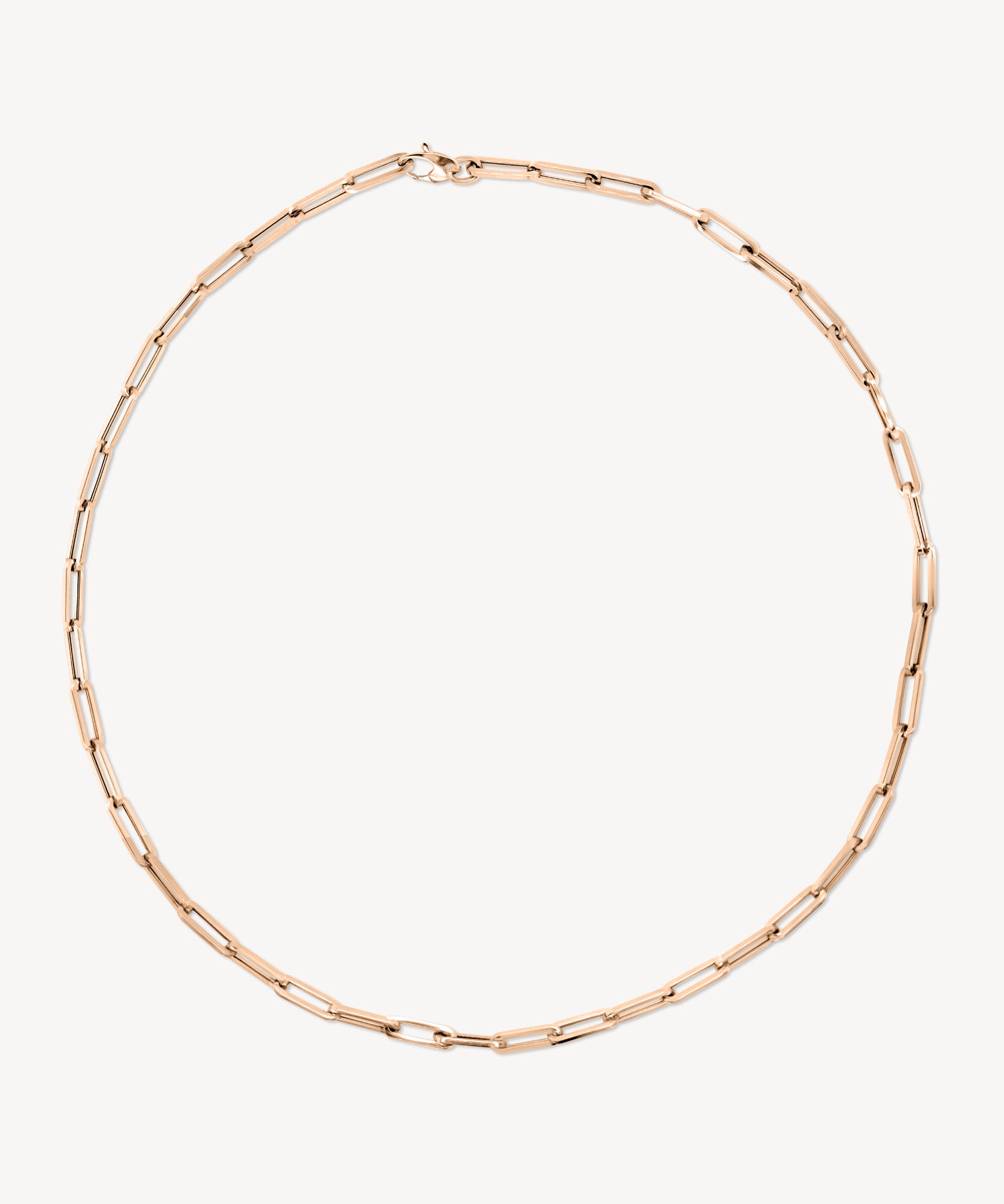 Gold paperclip necklace in rose gold