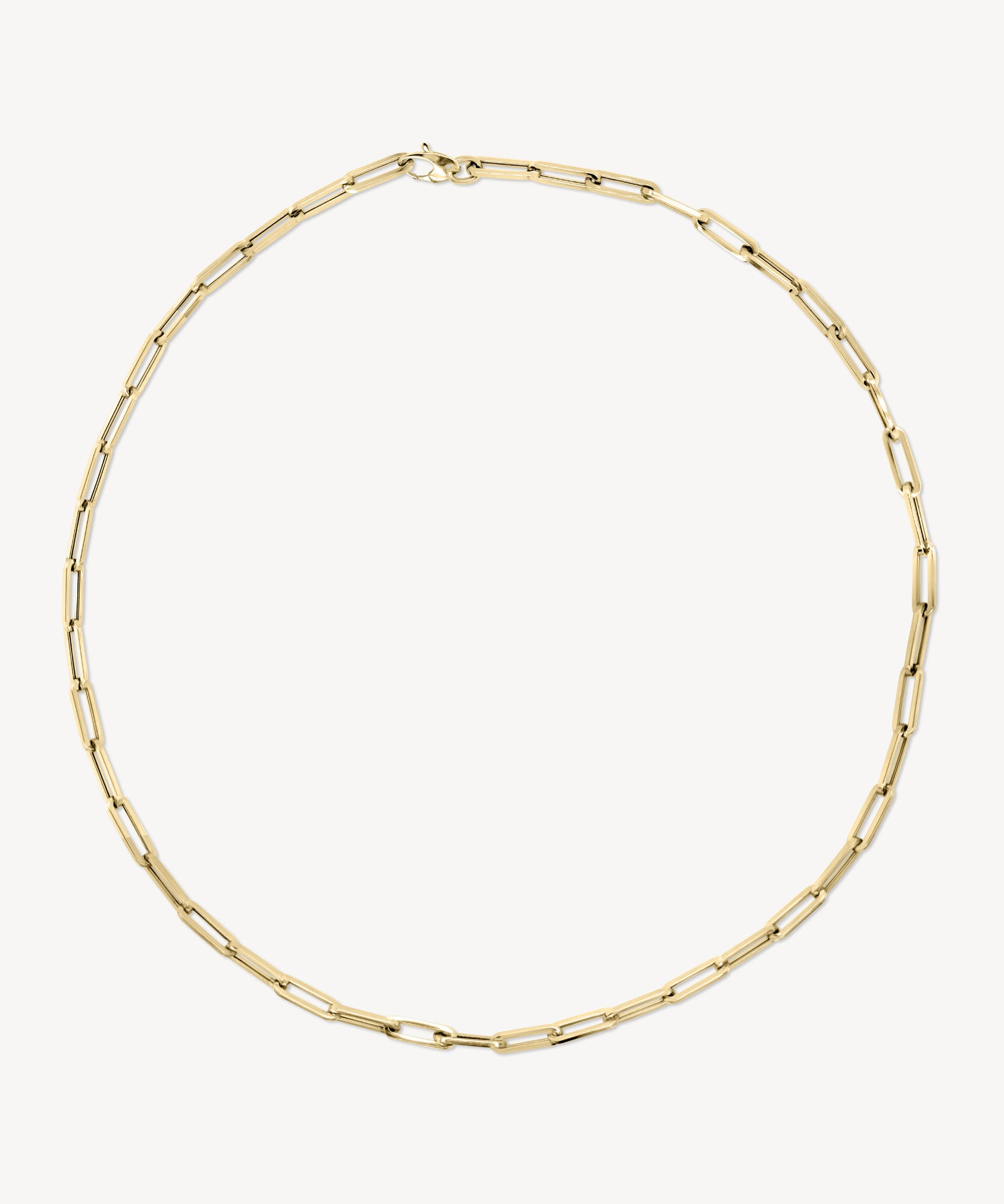 Gold paperclip necklace in yellow gold