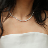 20.00 CTW Round Cut Tennis Necklace in Scalloped Three-Prong Setting