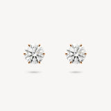 Round Cut Diamond Solitaire Six-Prong Stud Earrings