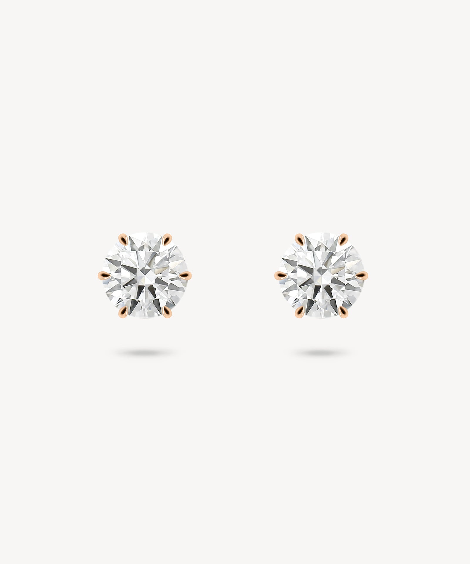 Round Cut Diamond Solitaire Six-Prong Stud Earrings