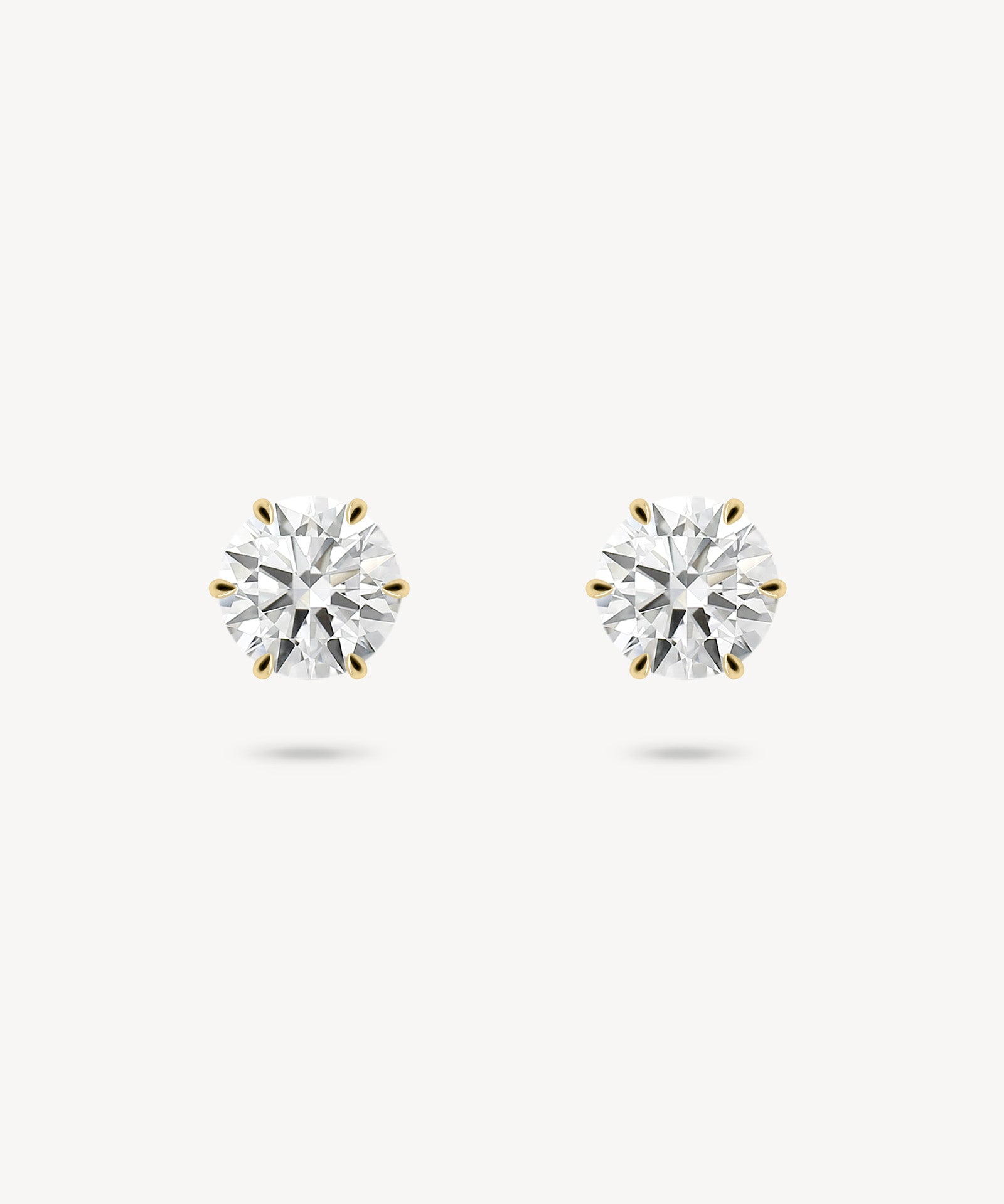 Round Cut Diamond Solitaire Six-Prong Stud Earrings
