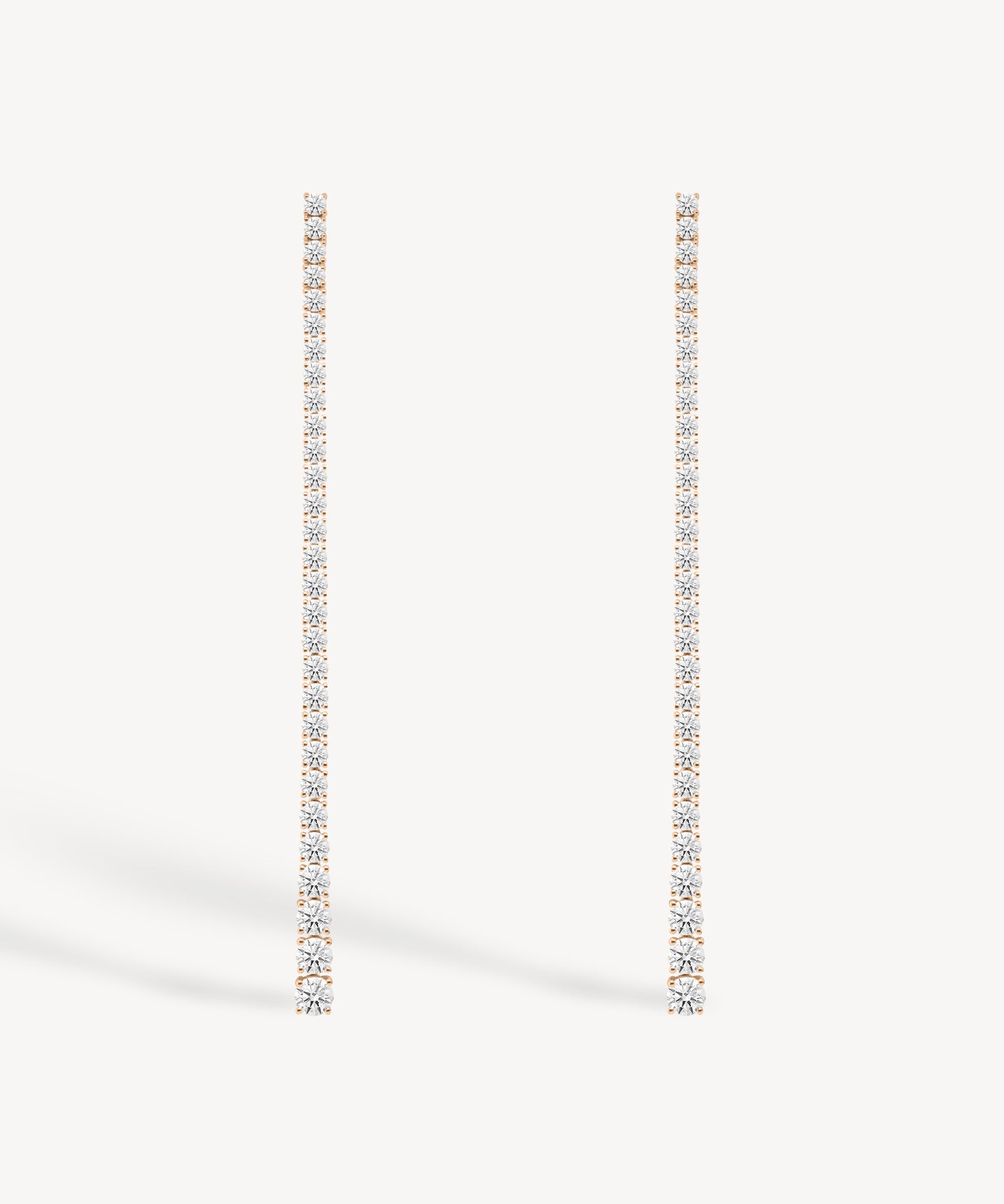 Graduated long drop lab grown diamond earrings in 18K rose gold from tinxx.