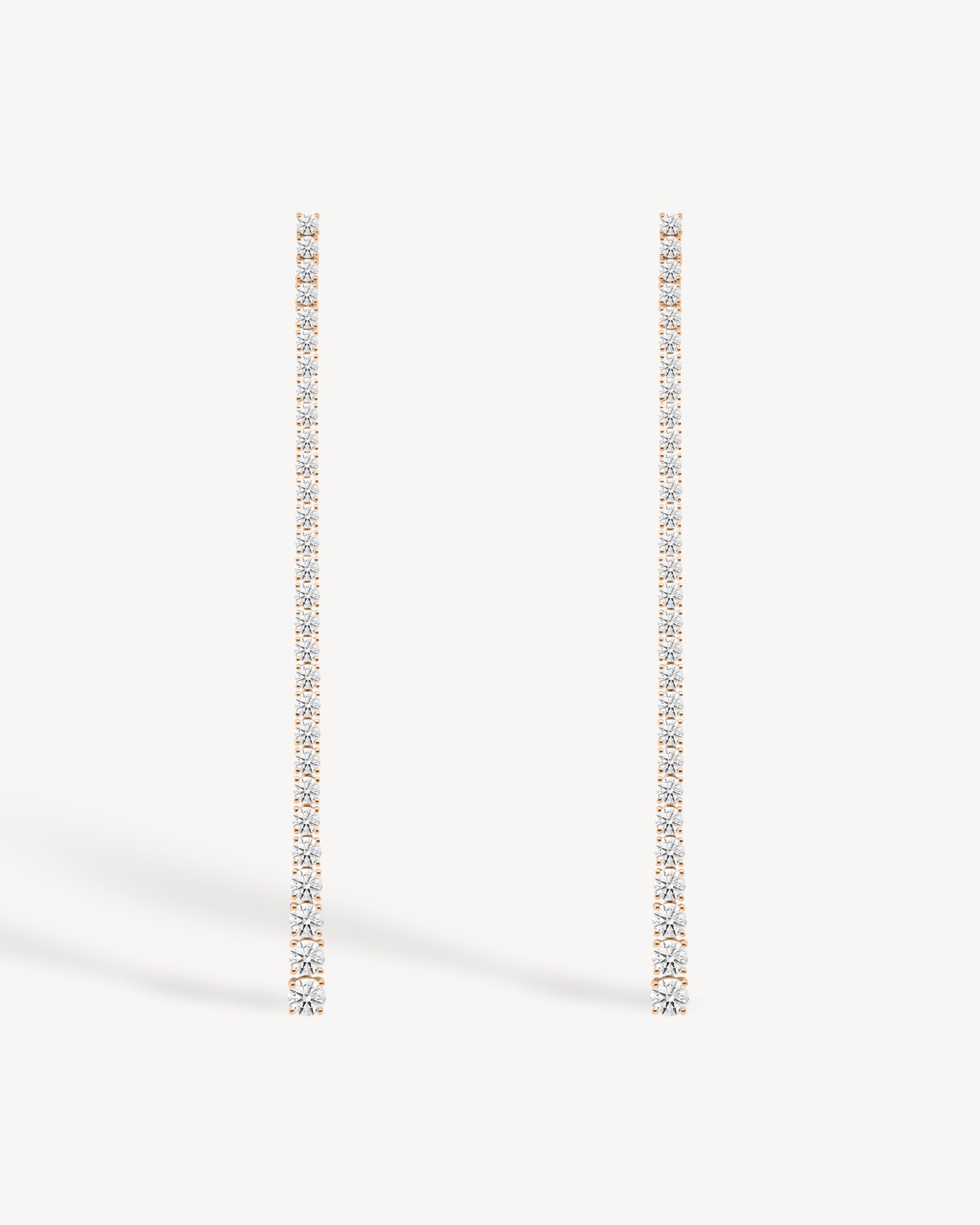 Graduated long drop lab grown diamond earrings in 18K rose gold from tinxx.