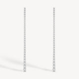 Graduated long drop lab grown diamond earrings in 18K white gold from tinxx.