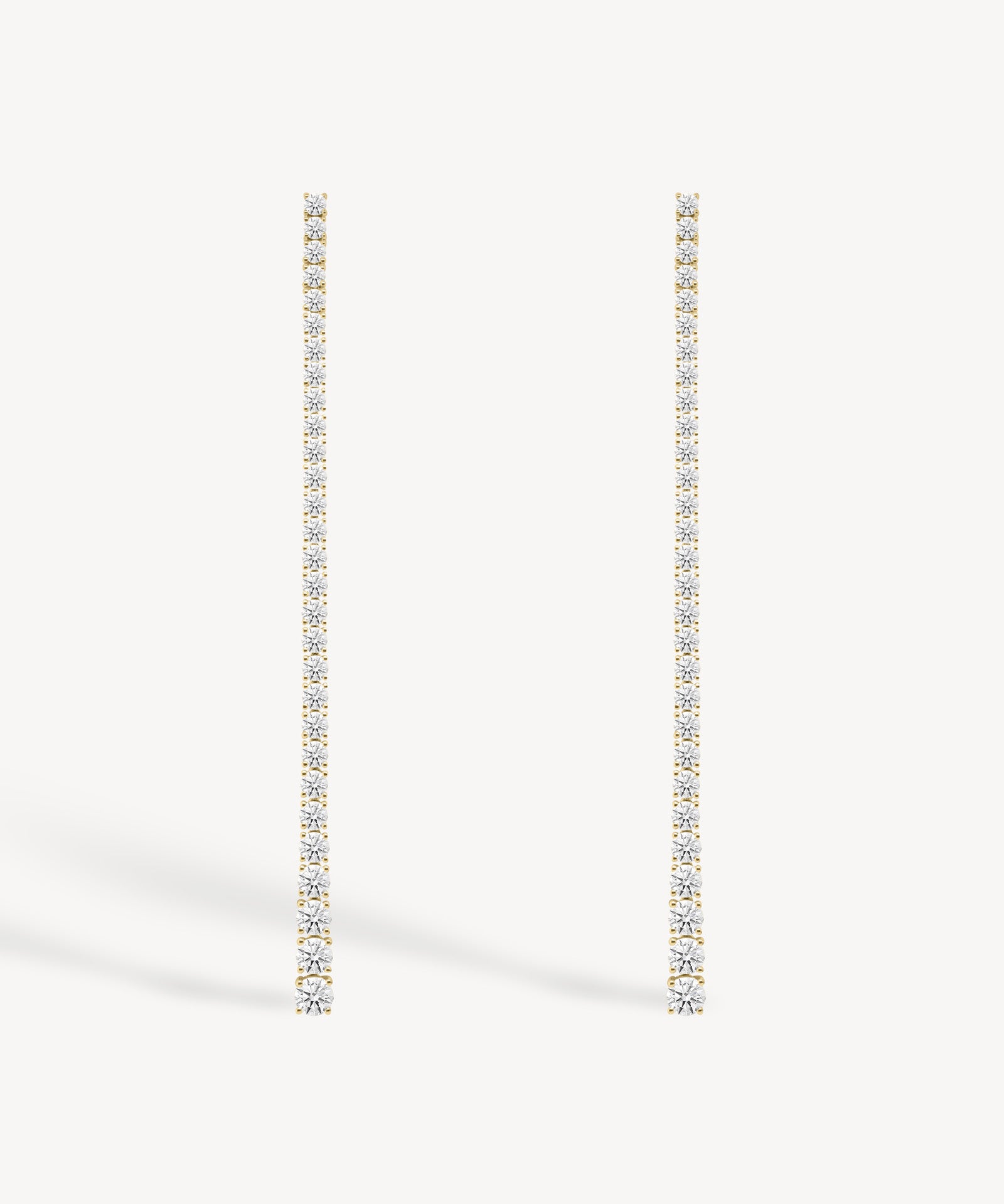 Graduated long drop lab grown diamond earrings in 18K yellow gold from tinxx.