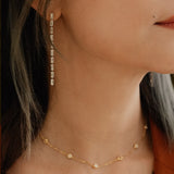 Baguette Cut Diamond Long Drop Earrings