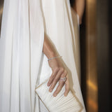 Pear Cut Diamond Halo Pavé Ring in Cathedral Setting