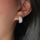 Diamond Pavé Thick Hoop Earrings in Gold Edge