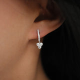 Three Stone Diamond Huggie Drop Earrings