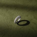 Micro pavé dome lab grown diamond half eternity ring in 18K white gold from tinxx.