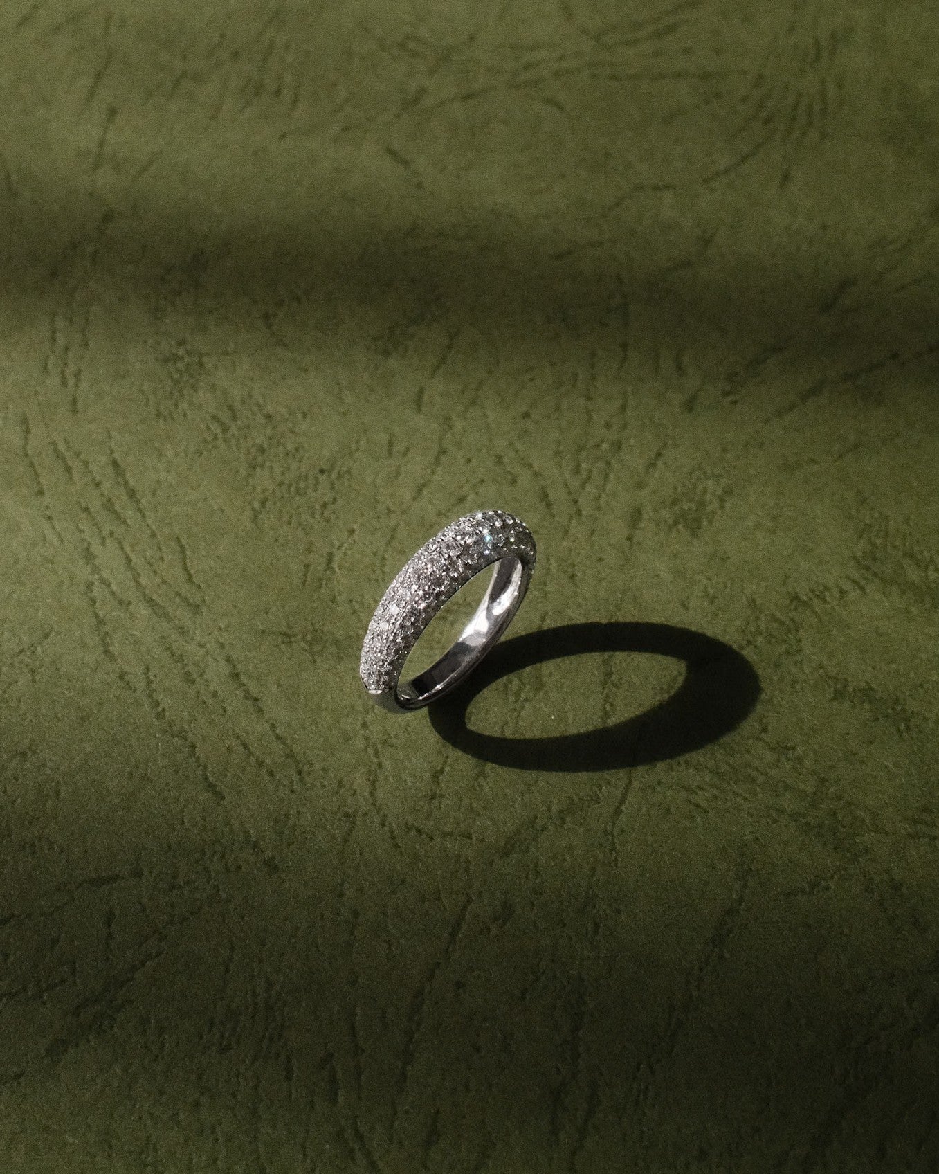 Micro pavé dome lab grown diamond half eternity ring in 18K white gold from tinxx.