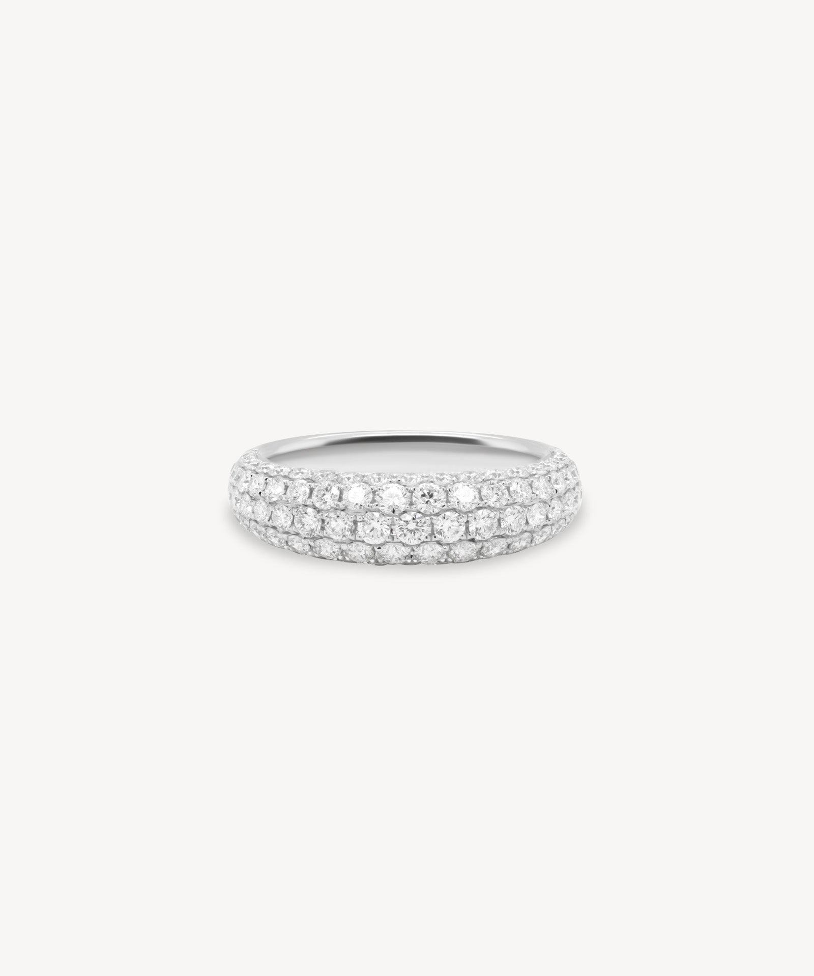 Micro pavé dome lab grown diamond half eternity ring in 18K white gold from tinxx.