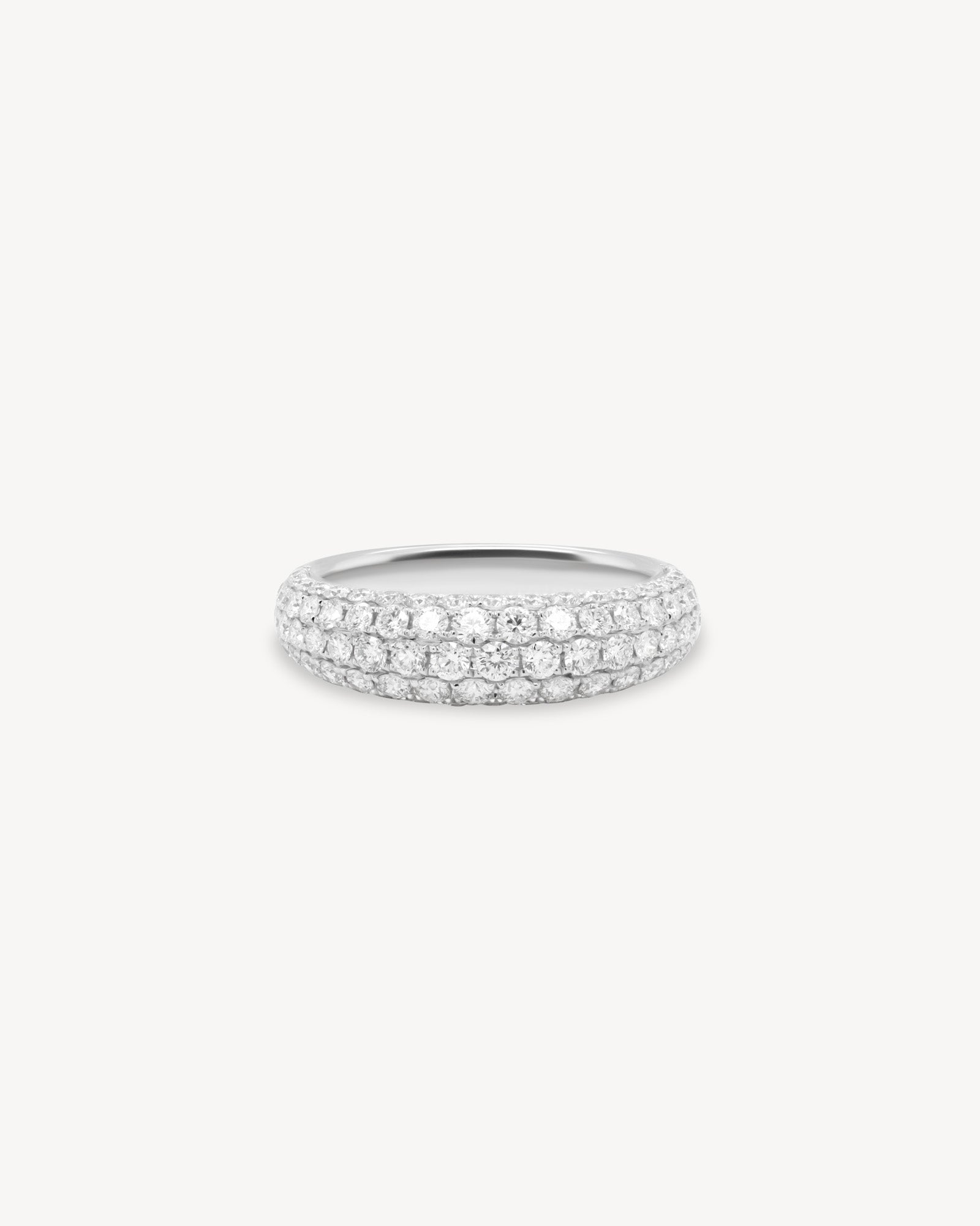 Micro pavé dome lab grown diamond half eternity ring in 18K white gold from tinxx.