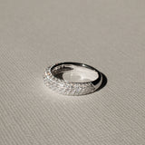 Micro pavé dome lab grown diamond half eternity ring in 18K white gold from tinxx.
