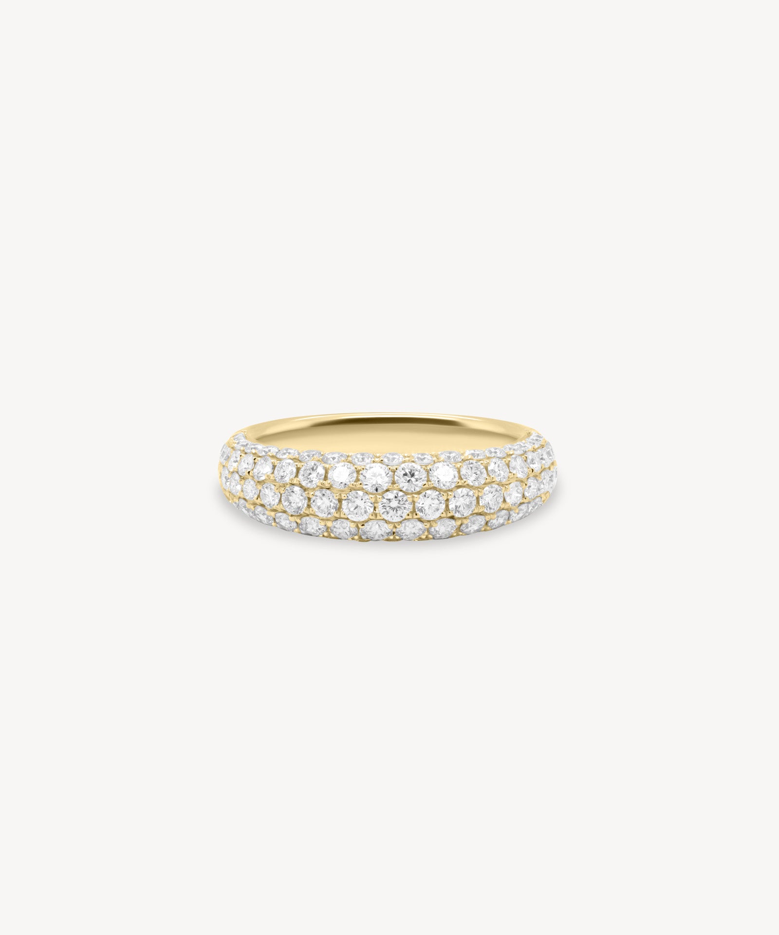 Micro pavé dome lab grown diamond half eternity ring in 18K yellow gold from tinxx.