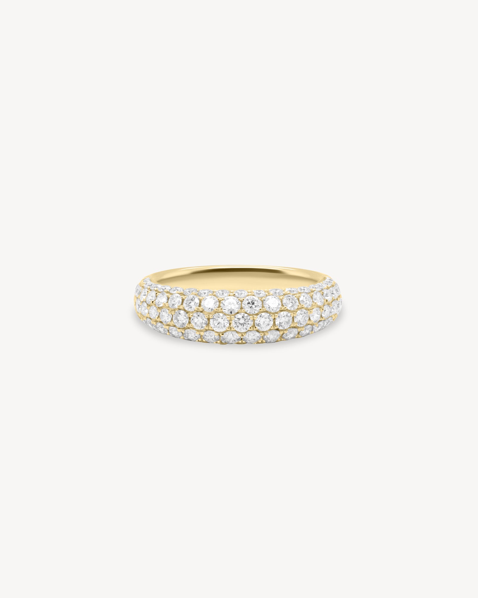 Micro pavé dome lab grown diamond half eternity ring in 18K yellow gold from tinxx.